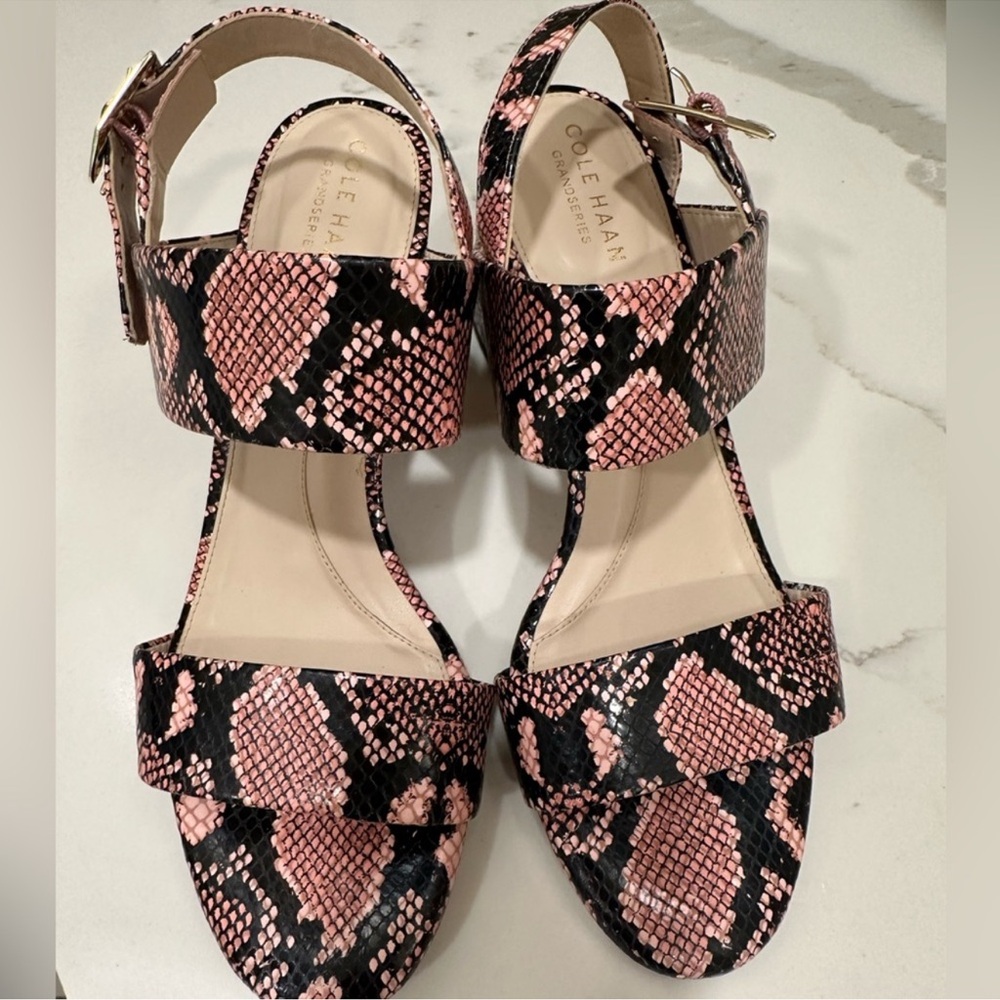 Cole Haan Women's Pink Snake Print Sandals